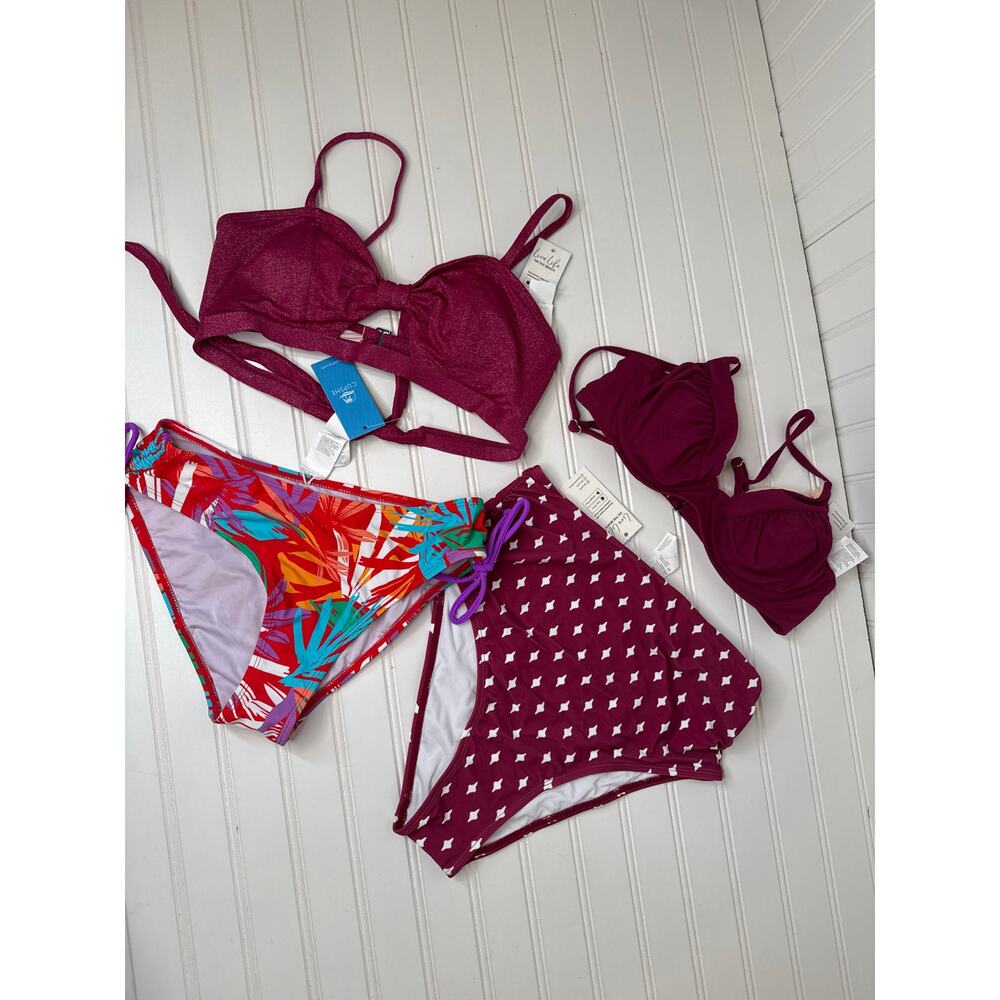 NWT Cupshe Two Piece Swimsuit Bikini Push Up High Waist 2 PC BEach BUNDLE Size S